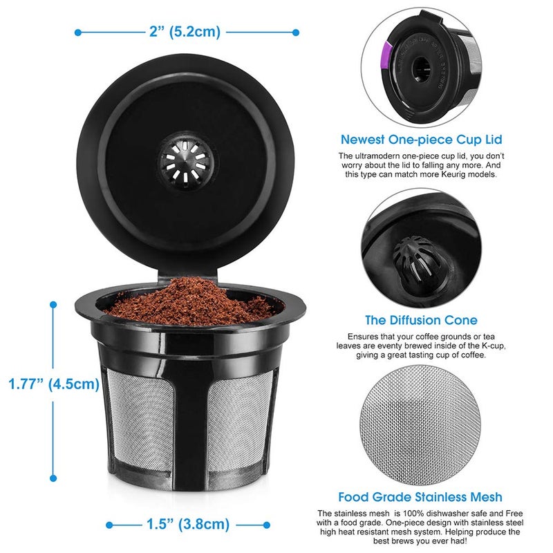 InwodiTeki Reusable K Cups  4 Pack Universal Fit Reusable Coffee Filters with Food Grade Stainless Steel Mesh Eco-Friendly Coffee Pods  for 1.0 and 2.0 Brewers - Image 3